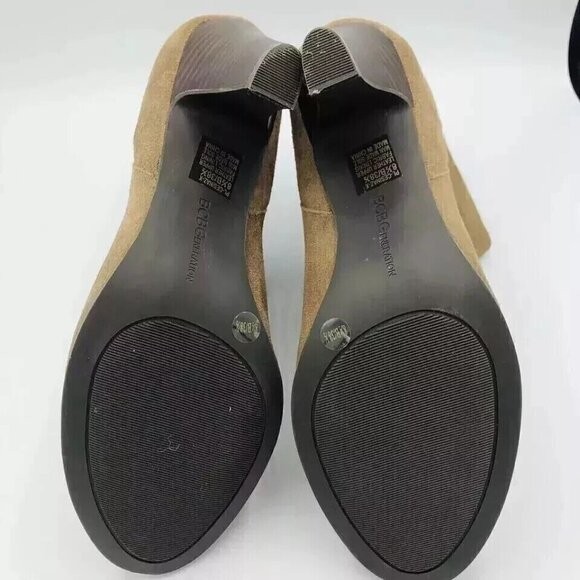 BCBGeneration Boots Womens Size 8.5 B Tan Suede Ankle Booties Heels Cuffed Shoe - Picture 9 of 13